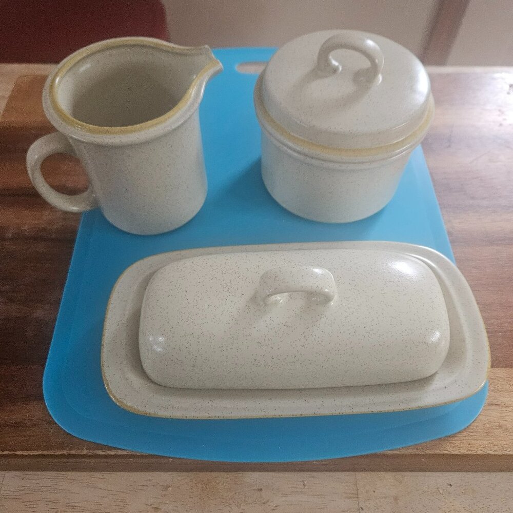 hearthside garden festival stoneware covered butter dish&sugar bowl7creamer